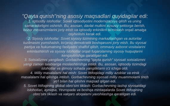 Qayta qurish yillarida O'zbekistondagi ijtimoiy-siyosiy vaziyat 4