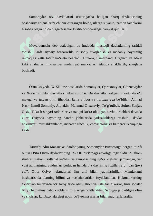 O‘rta Osiyo xalqlari hayotida IX-XII asrlarda yuz bergan uyg‘onish davri 4