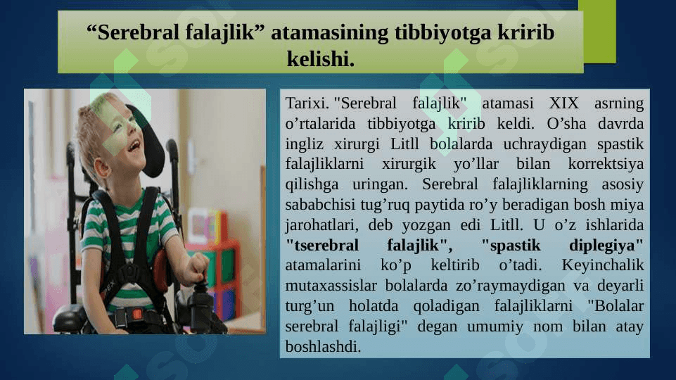Tayanch-harakat apparati buzilganlik tushunchasi va tasnifi. serebral falajlikning ta’rifi, etiologiyasi va patogenezi. 3