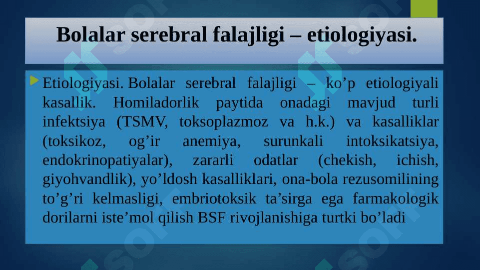 Tayanch-harakat apparati buzilganlik tushunchasi va tasnifi. serebral falajlikning ta’rifi, etiologiyasi va patogenezi. 5