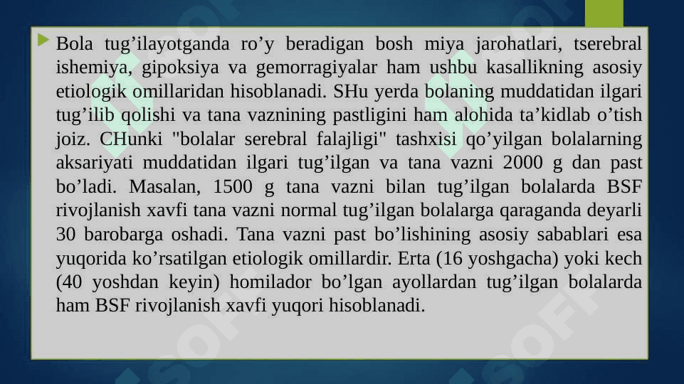 Tayanch-harakat apparati buzilganlik tushunchasi va tasnifi. serebral falajlikning ta’rifi, etiologiyasi va patogenezi. 7