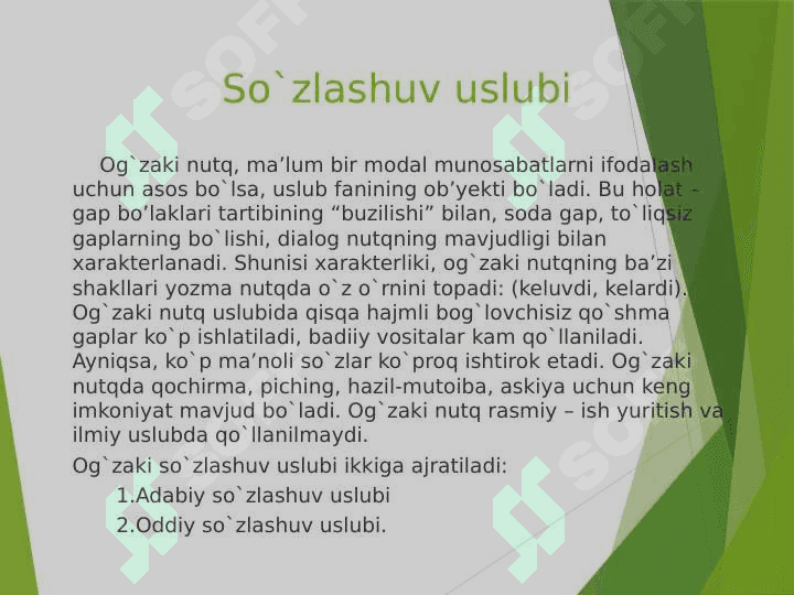 Og'zaki va yozma uslub va uning xususiyatlari 5