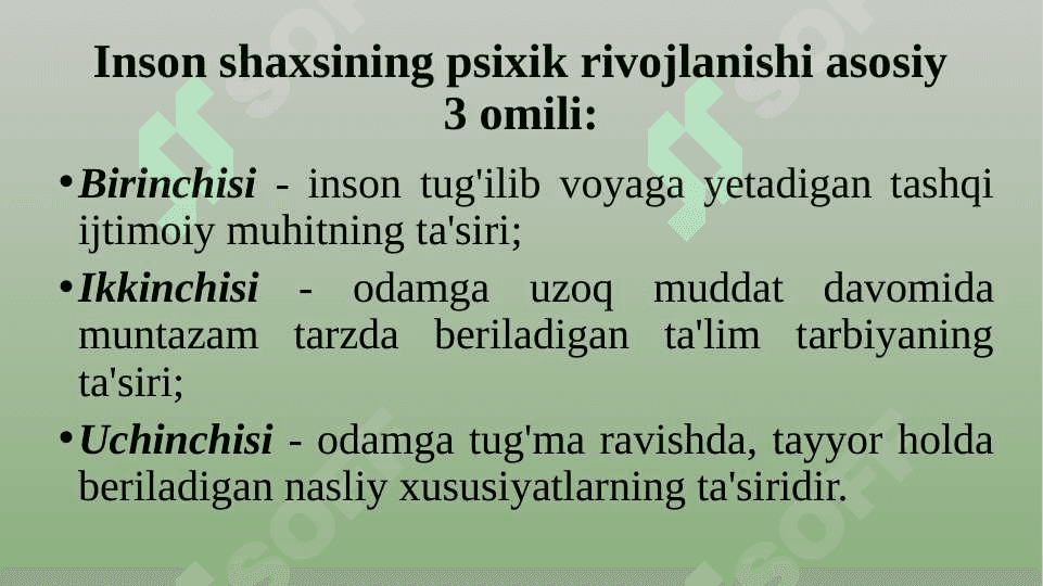 Aqli zaiflikda ruhiy rivojlanishning umumiy va xususiy qonuniyatlari. 5