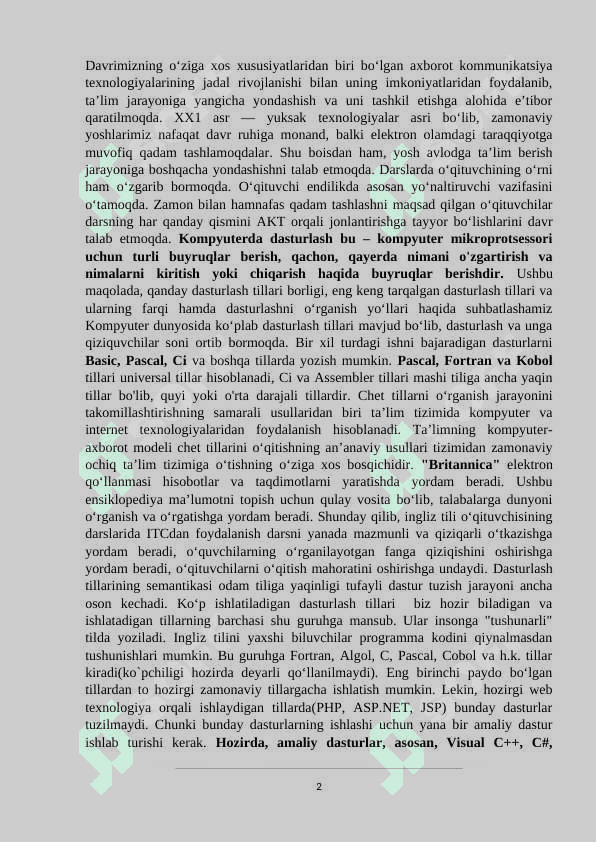 O'rganilayotgan til bo'yicha komputer dasturlari 2