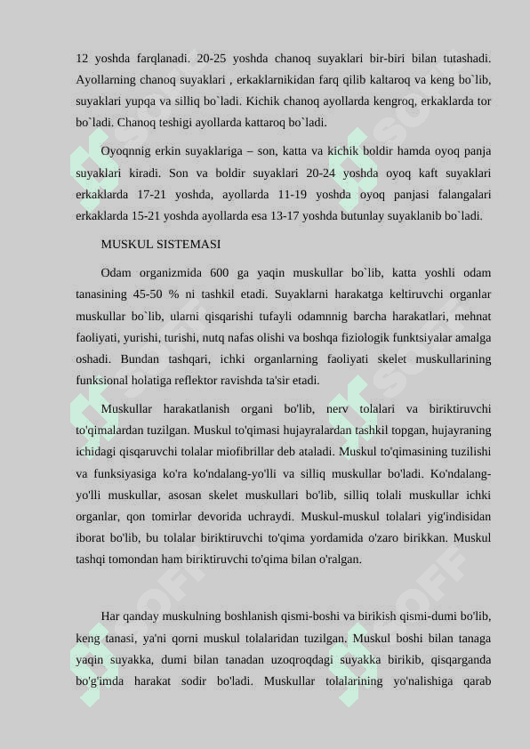 Organizmdagi suyaklarning tuzilishi, ularning yosh xususiyatlari va xillari 8