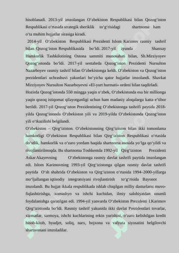 O'zbekiston Respublikasining qo'shni respublikalar bilan iqtisodiy va siyosiy munosobatlari 4