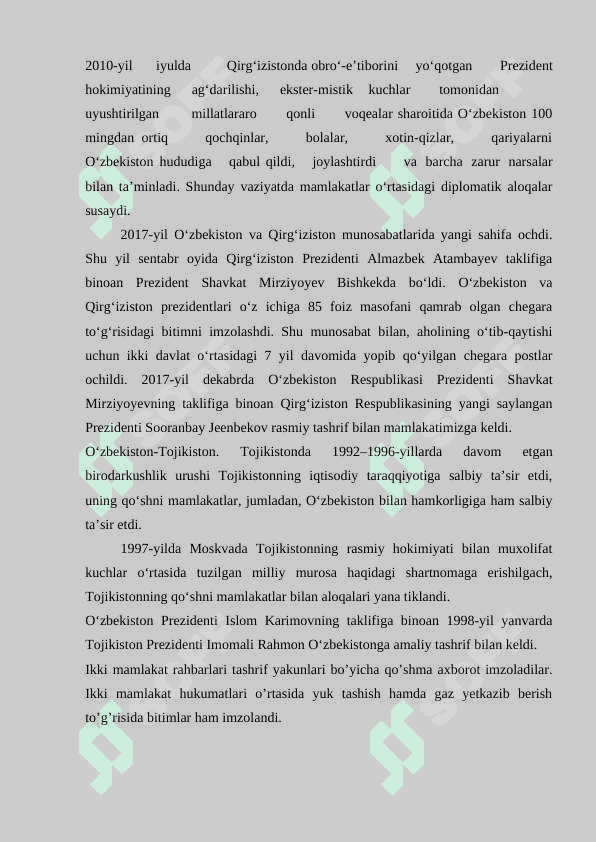 O'zbekiston Respublikasining qo'shni respublikalar bilan iqtisodiy va siyosiy munosobatlari 5