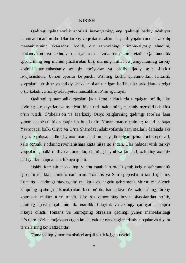 QADIMGI QAHRAMONLIK EPOSINING YUNON MANBALARI ORQALI YETIB KELGAN NAMUNALARI TOMARIS, SHIROQ 3