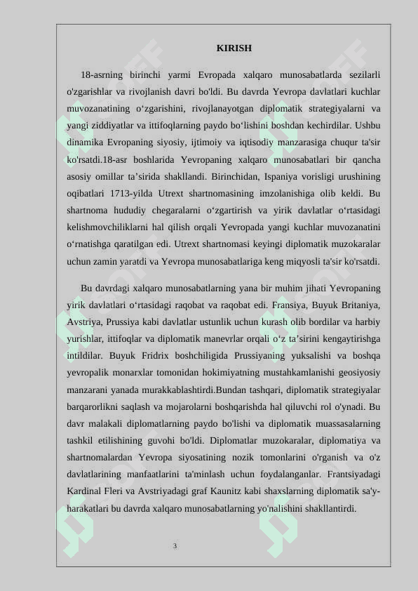 XVIII-asrning  birinchi yarmida Yevropada xalqaro munosabatlar 3