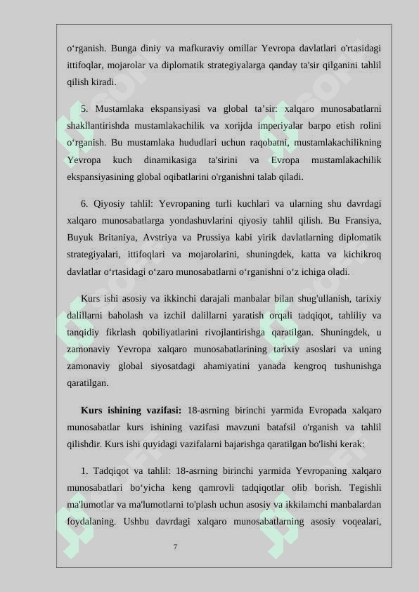 XVIII-asrning  birinchi yarmida Yevropada xalqaro munosabatlar 7