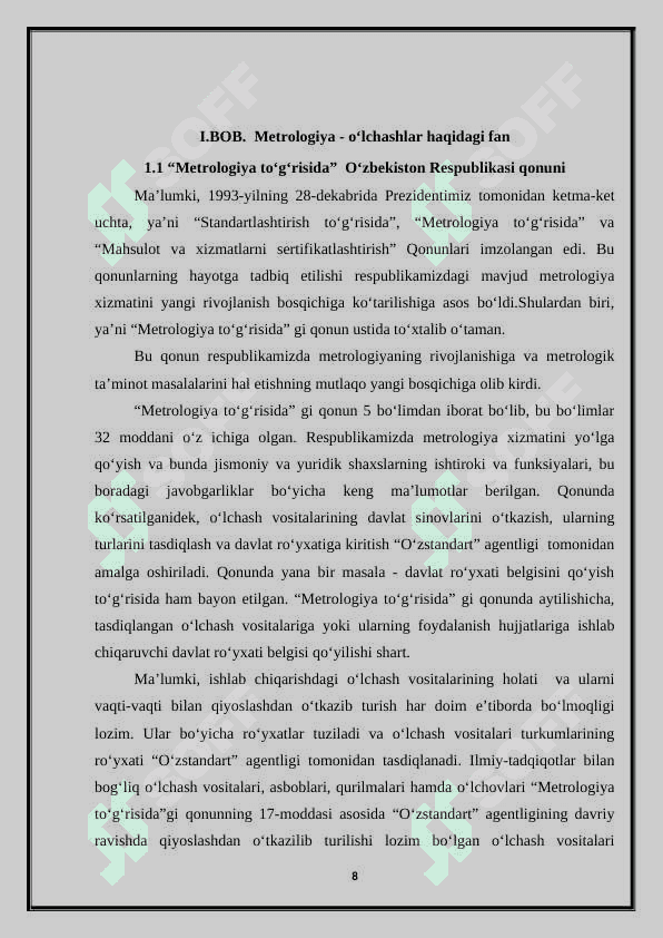 Sig‘im o‘lchov vositalarini qiyoslash laboratoriyasini tashkil qilish 8