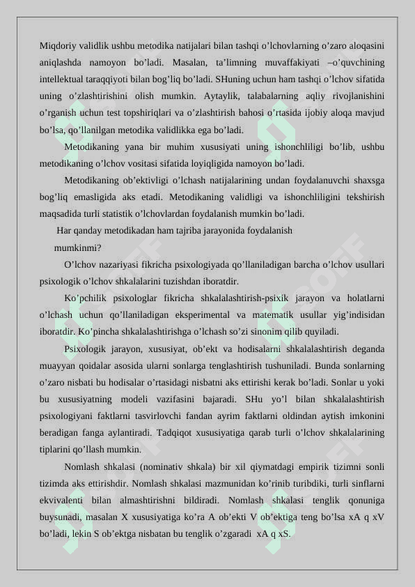 Psixologik o`lchov xususiyatlari 3