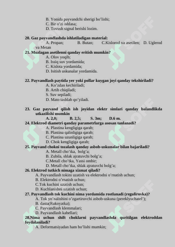 QO`LDA YOYLI  PAYVANDLASH  TEST 150TA 6