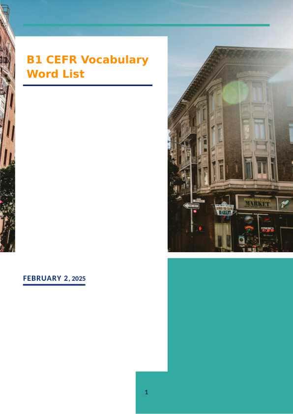 B1 CEFR Vocabulary Word List