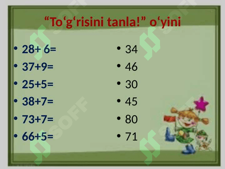 “ 100 ichida sonlarni xonadan o‘tib qo‘shish usullari” 8