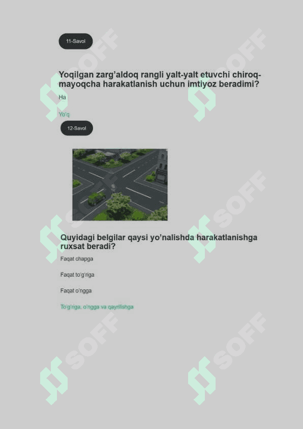 avtotest savollari javoblari bilan 7
