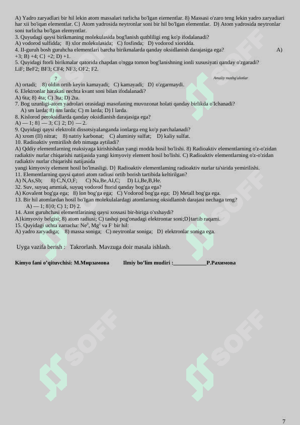 9-sinf kimyo konspekt dars uchun 7