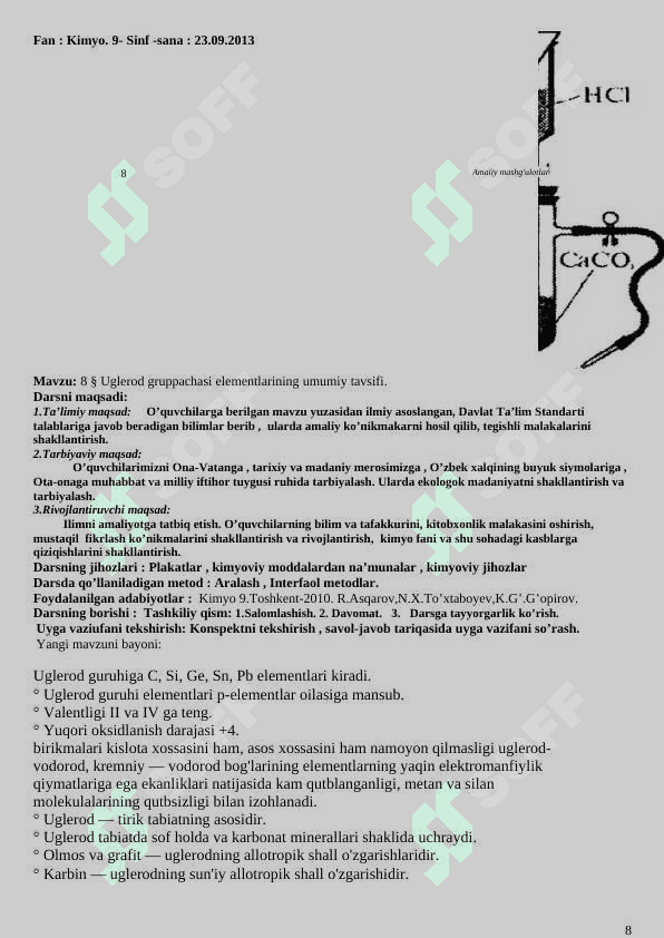 9-sinf kimyo konspekt dars uchun 8