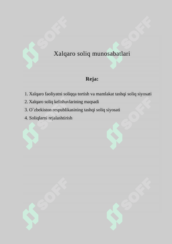 Xalqaro soliq munosabatlari 2