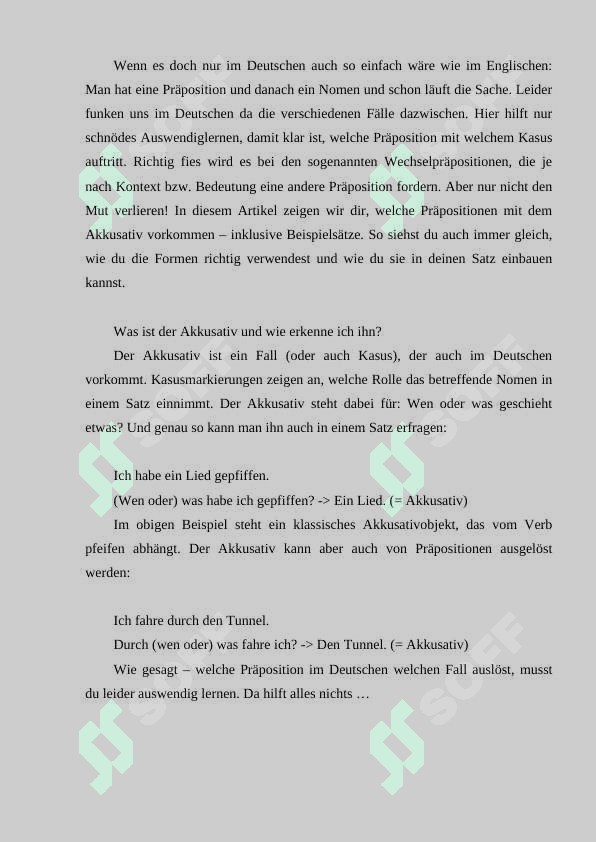 Präpositionen mit Akkusativ 2