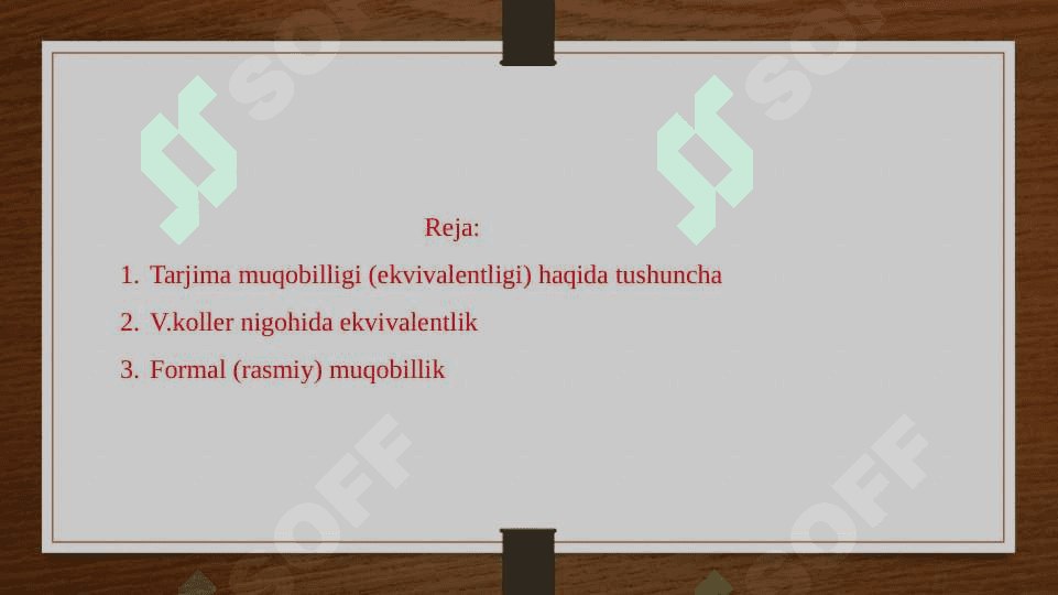 Tarjimashunoslikda ekvivalentlik... . 2