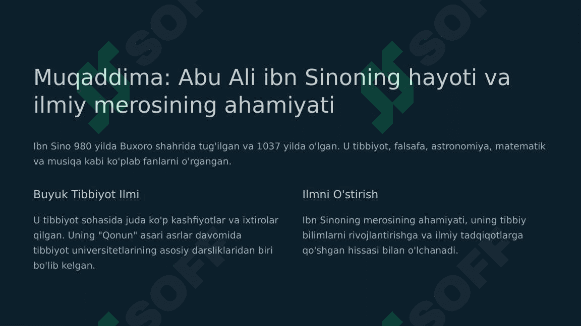 Abu Ali ibn Sino tibbiyot sohasiga qo'shgan hissasi 3