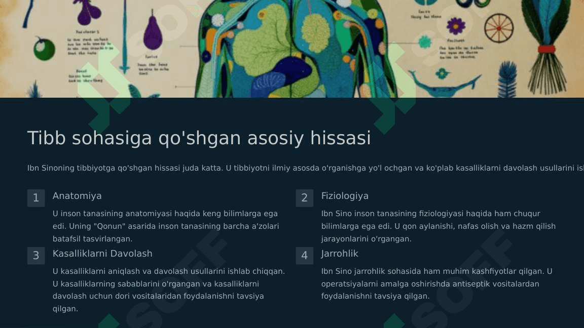Abu Ali ibn Sino tibbiyot sohasiga qo'shgan hissasi 4
