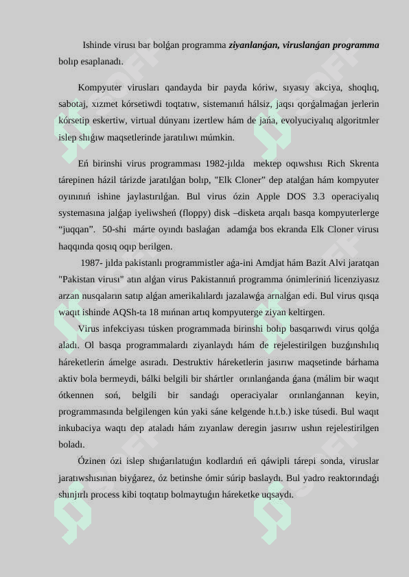 Kompyuter viruslarınin’ túrleri ham qasiyetleri haqqinda talabalardin’ tusinigin ken’eytiriw metodikasi 3