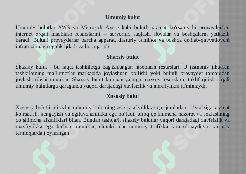 Resurslarning Cloud xisoblash bilan munosabati 7
