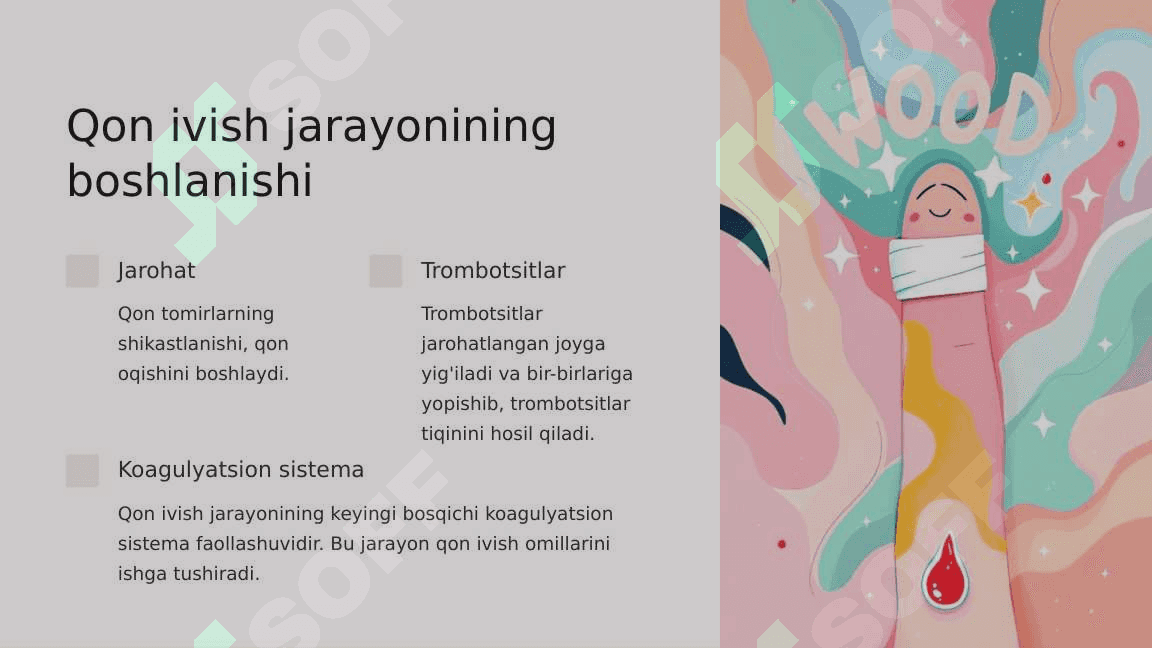 Qon ivish jarayonlarini o'rganish qon tomir trombasitor gemositoz, koagulyatsion gemostoz 4