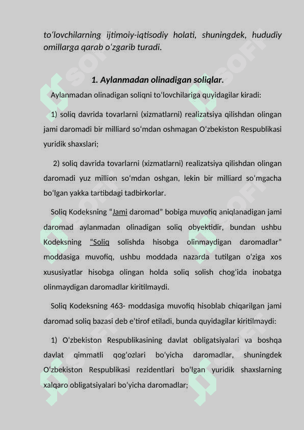 Aylanmadan olinadigan soliqning tabaqalanish mezonlari. 3
