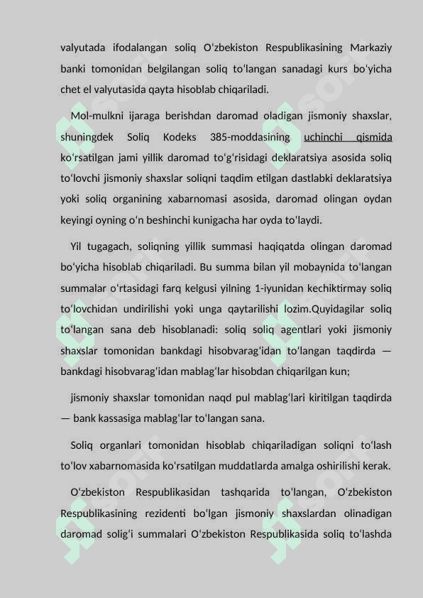 Aylanmadan olinadigan soliqning tabaqalanish mezonlari. 5