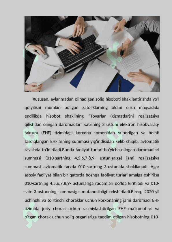 Aylanmadan olinadigan soliqning tabaqalanish mezonlari. 8