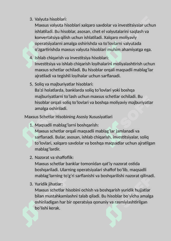 Bankdagi maxsus schetlar hisobi. 4
