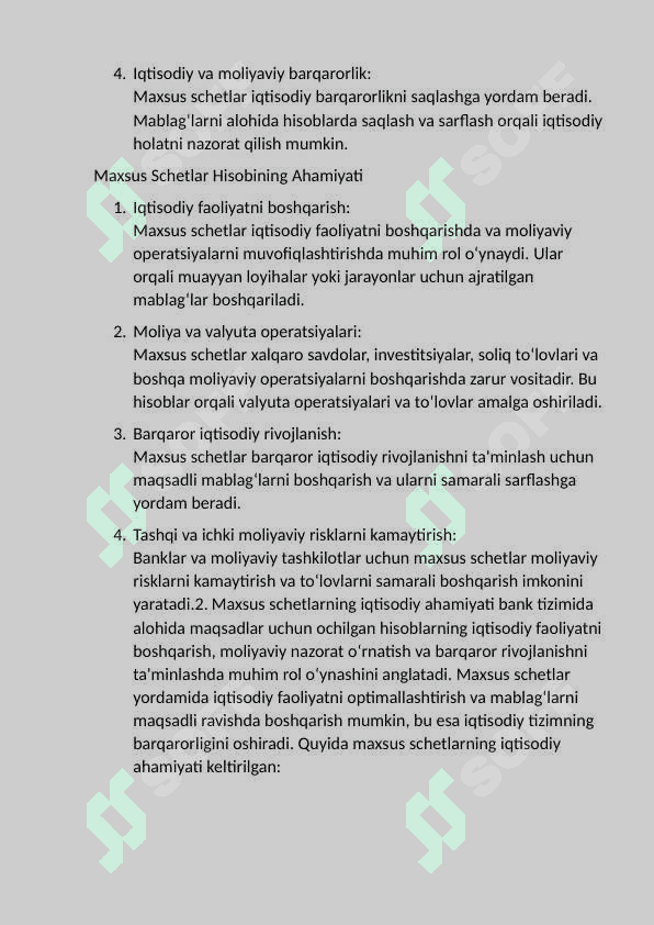 Bankdagi maxsus schetlar hisobi. 5