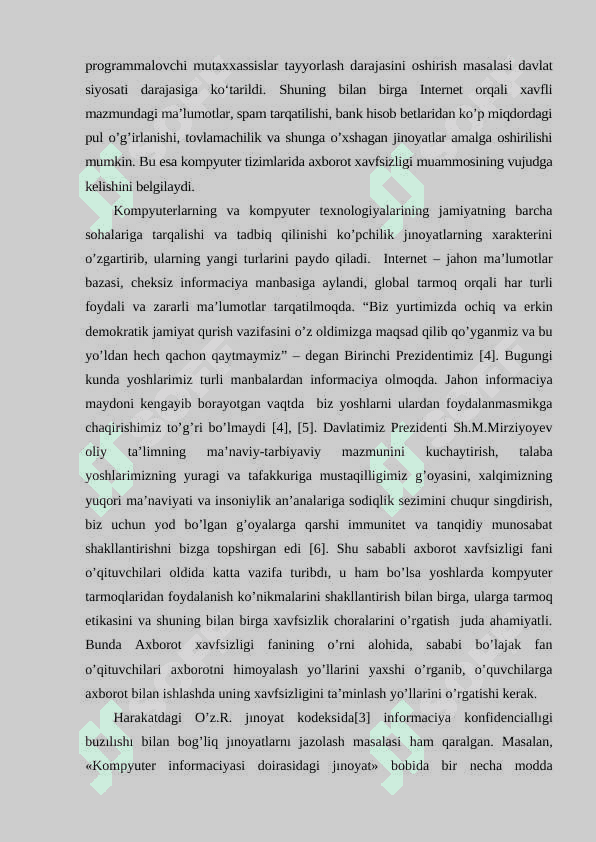 Axborotga xavf-hatarlar mavzusini kasb-hunar kolledj talabalariga o’rgatish metodikasi diplom ishi 3
