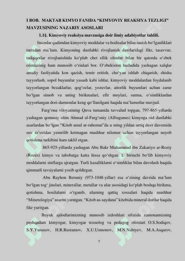 "Kimyoviy reaksiya tezligi" mavzusiga oid masalalarni yechish orqali o'quvchilarning ilmiy savodxonligini rivojlantirish 7