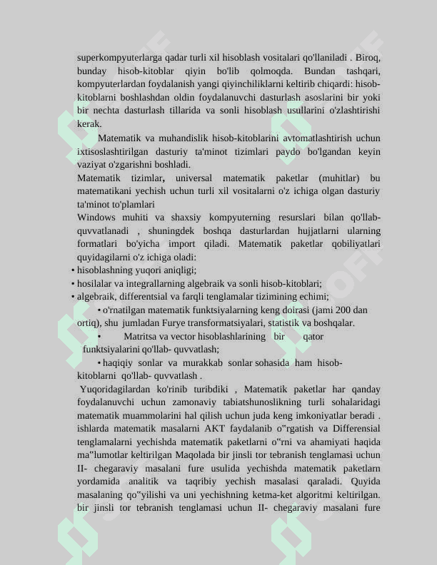 Tor tebranish masalasi uchun aralash masala 3