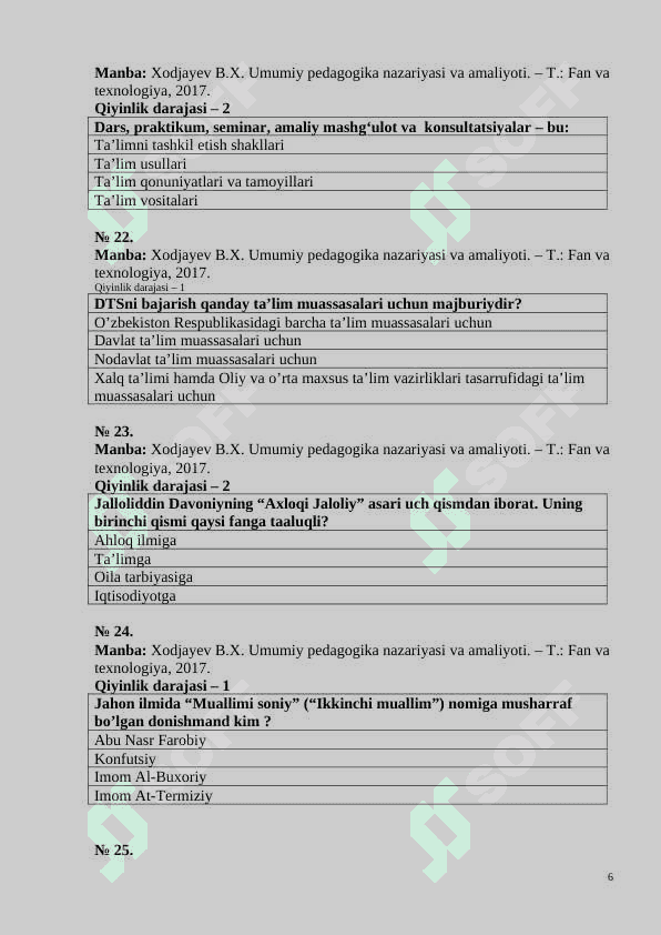 Umumiy pedagogika test 6