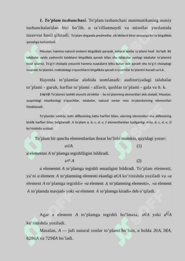 Chekli va Cheksiz to'plamlar. 2