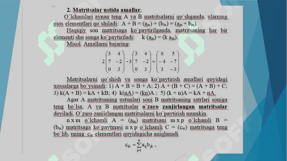 Matritsa va ular ustida amallar 4