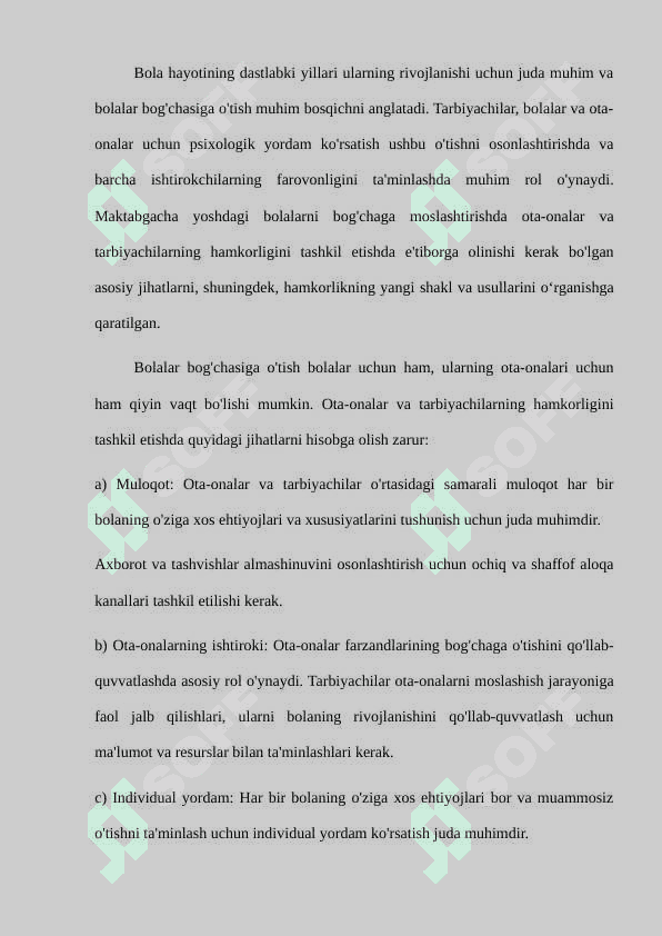 Tarbiyachilar, bolalar va ota-onalarga psixologik-ijtimoiy yordam referat 2