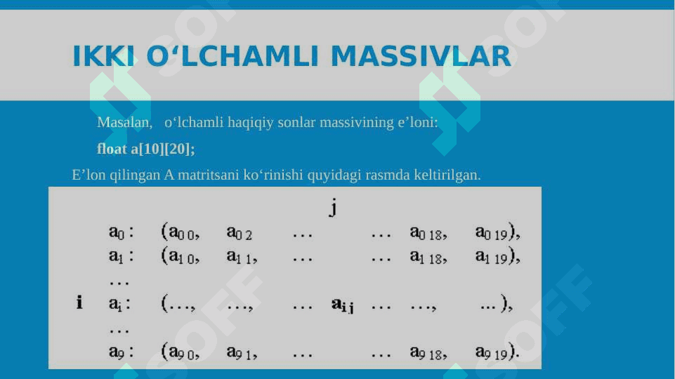 Ko‘p o‘lchamli statik massivlar 3