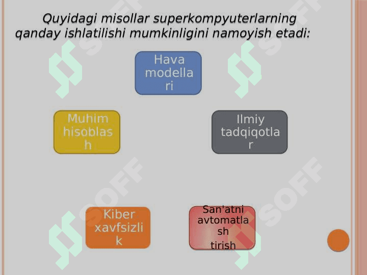 Superkompyuterlarga misollar(qurilish, ishlash tamoyillari,mikrosxemalar) 5