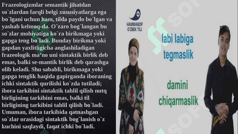 Frazemalarning semantik turlari omonim sinonim antonim iboralar 5