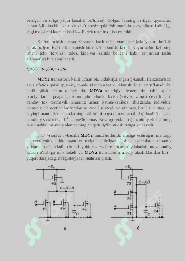 MDYA TRANZISTORIDA YASALGAN MANTIQIY ELEMENTLAR 2