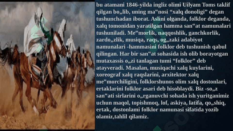Xalq ogzaki ijodi xalq qadriyatlarining tarkibi sifatida. navroz qo`shiqlari va M.jo`rayev ilmiy merosini organish 5