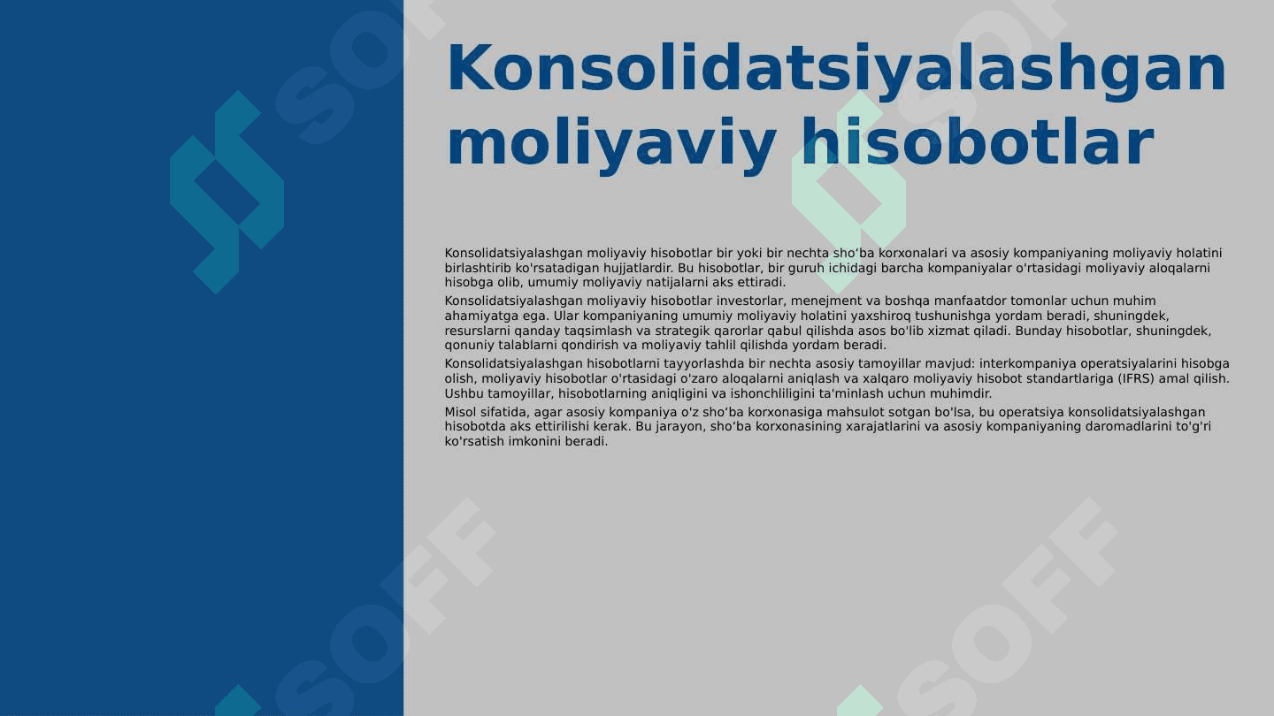 Shoʻba qaram xoʻjalik korxonalarida sarmoyalarni hisobga olish va konsolidatsiyalashgan moliyaviy hisobotlarni tuzish 5