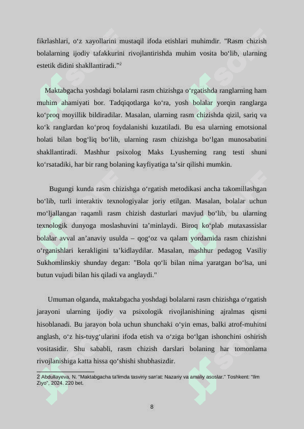 MAKTABGACHA TA'LIM TASHKILOTIDA RASM SOLISHGA O`RGATISH 8