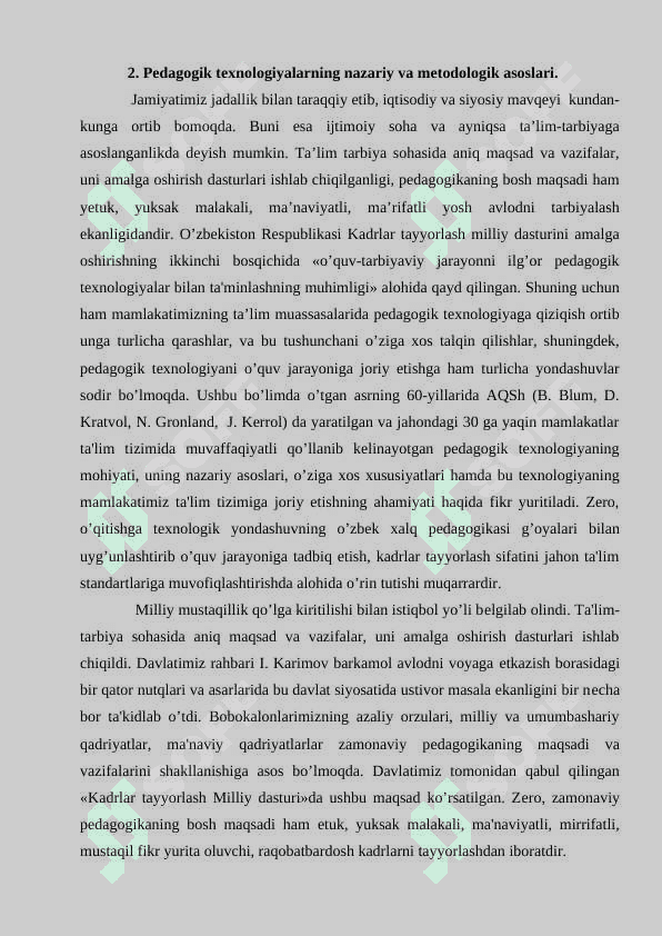 Yangi pedagogik texnologiya va metodlar  asosida dars ishlanmalarni tuzish va tahlil qilish 5
